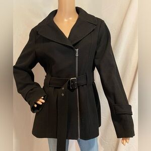 Women’s Guess Wool Black Belted Trench Coat
